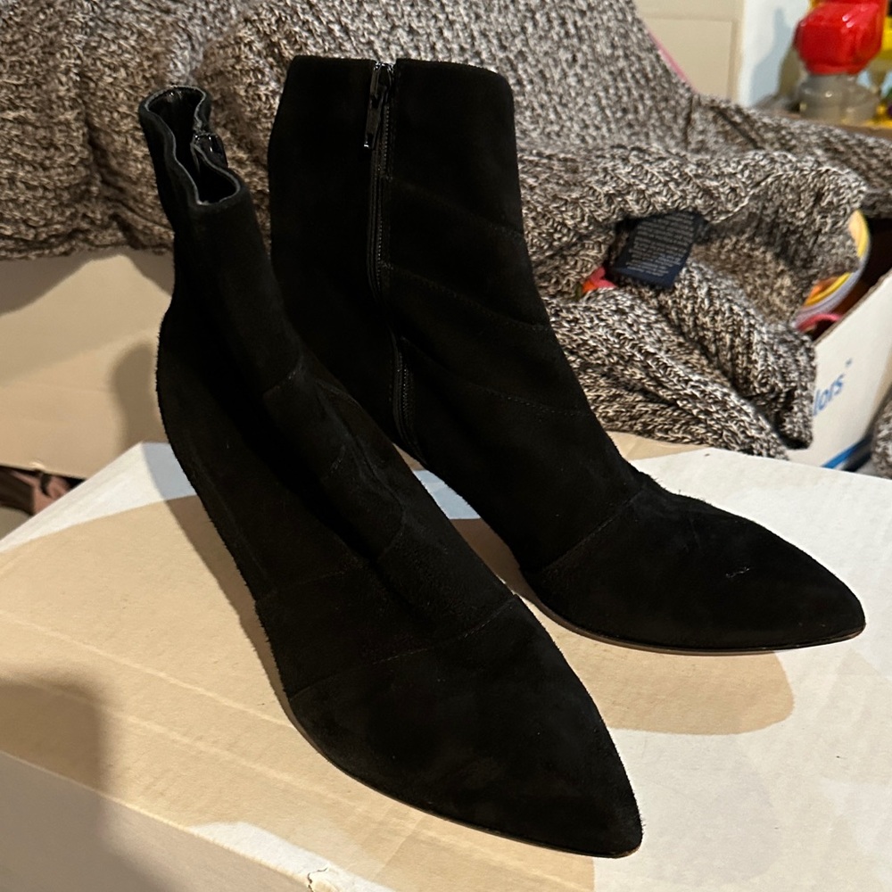 Butter Black Suede Ankle Booties